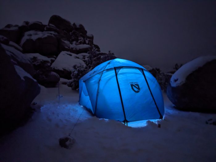 NEMO Aurora Highrise Tent in Snow in Joshua Tree National Park